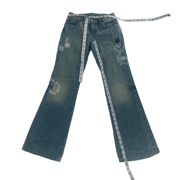 Gap Denim Floral Embroidered Adjustable Waist Boot Cut Jeans Size 12 Girl's - Picture 4 of 6